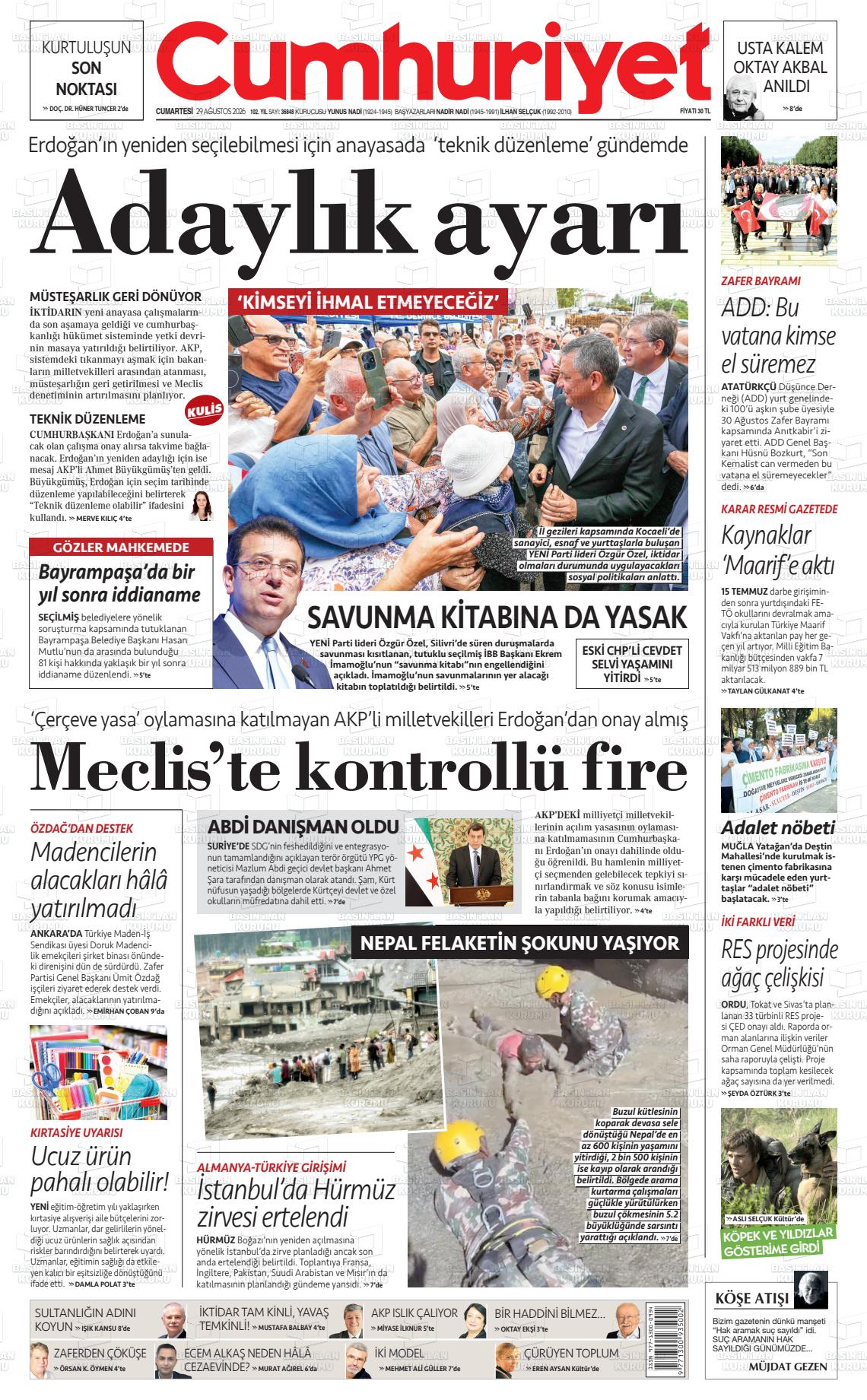 CUMHURİYET - 29.08.2026