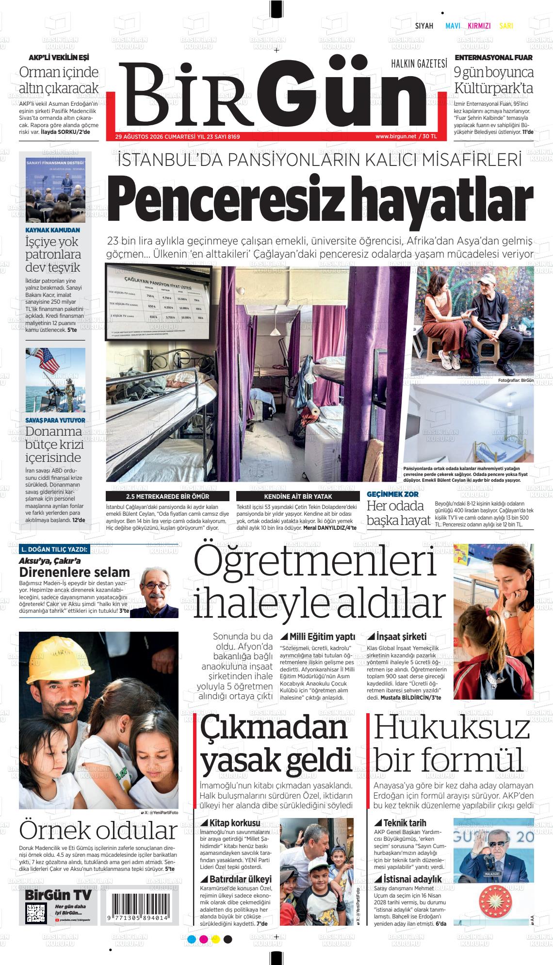 HALKIN GAZETESİ BİRGÜN - 29.08.2026