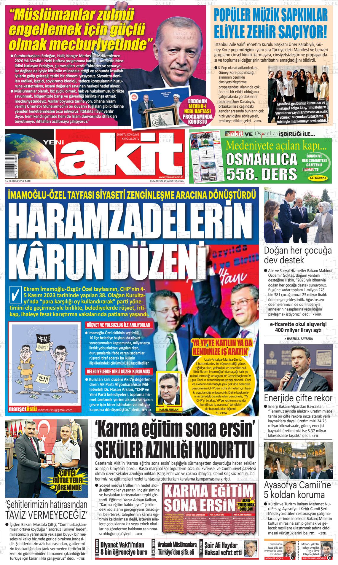 YENİ AKİT - 29.08.2026